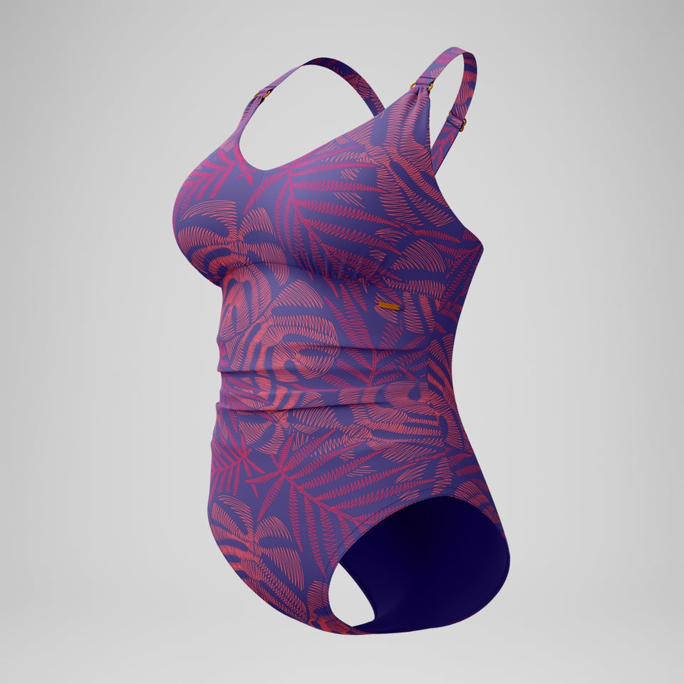 Speedo Shaping V Neck Swimsuit Pink/Orange
