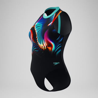 Speedo Printed Hydrasuit Black/Blue