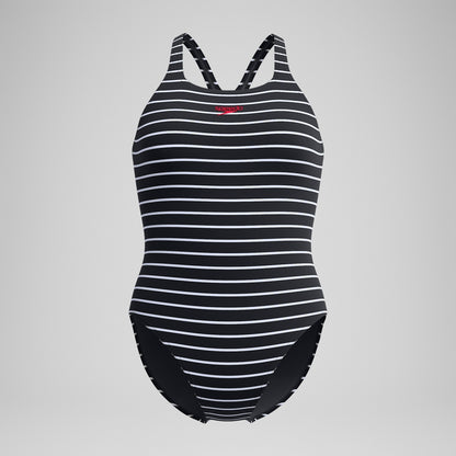 Speedo Endurance+ Printed Medalist Swimsuit Black