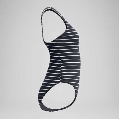 Speedo Endurance+ Printed Medalist Swimsuit Black
