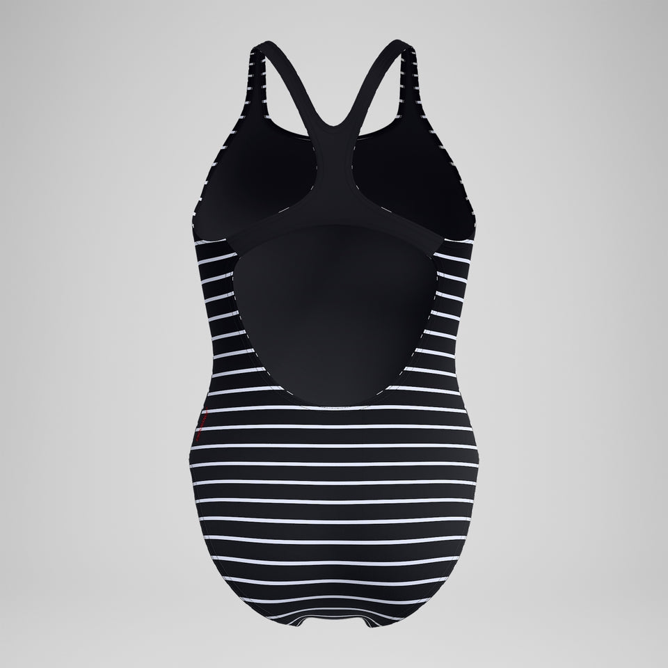 Speedo Endurance+ Printed Medalist Swimsuit Black