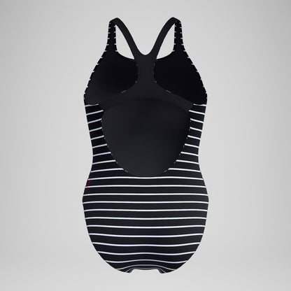 Speedo Endurance+ Printed Medalist Swimsuit Black