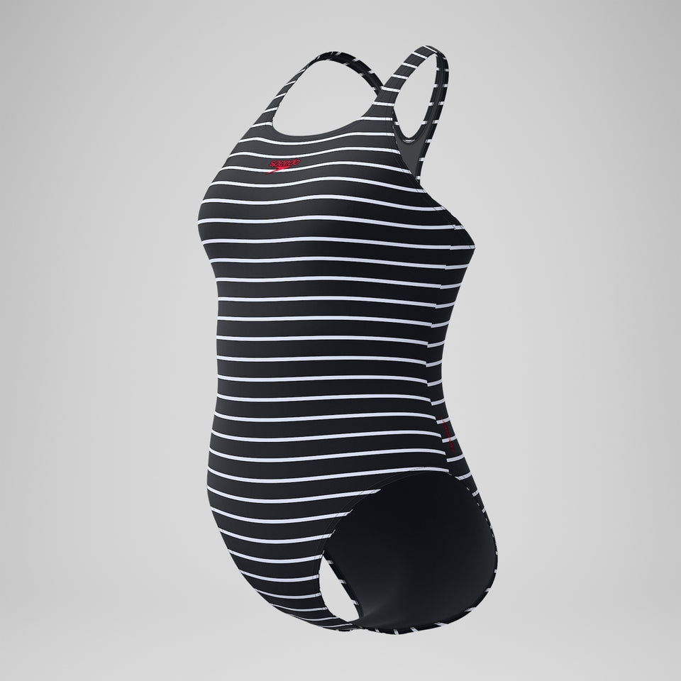 Speedo Endurance+ Printed Medalist Swimsuit Black