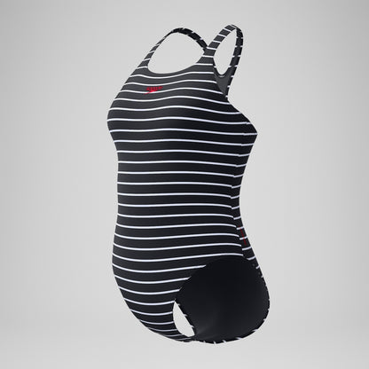 Speedo Endurance+ Printed Medalist Swimsuit Black