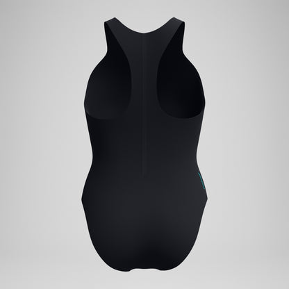 Speedo Racer Zip Swimsuit with Swim Bra Black
