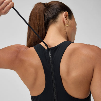 Speedo Racer Zip Swimsuit with Swim Bra Black