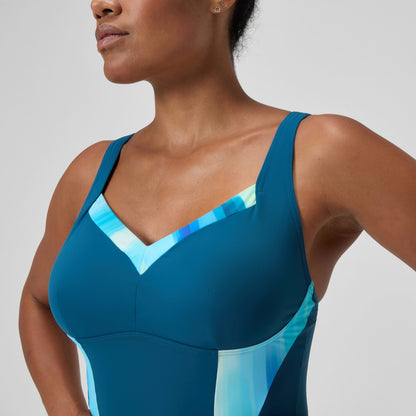 Speedo Shaping Printed LunaElustre Swimsuit DarkTeal/Green