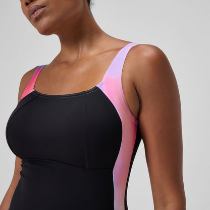 Speedo Shaping Printed LunaLustre Swimsuit Black/Pink