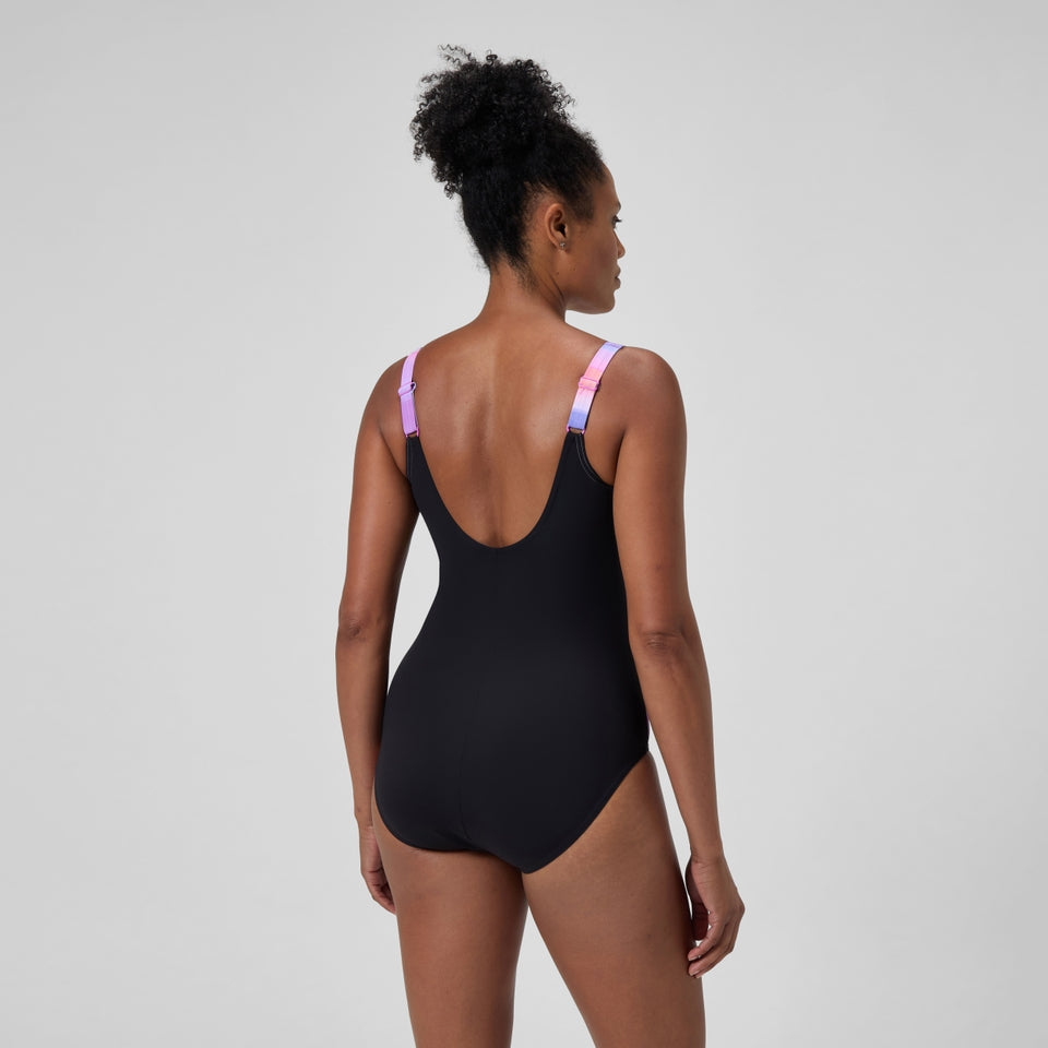 Speedo Shaping Printed LunaLustre Swimsuit Black/Pink