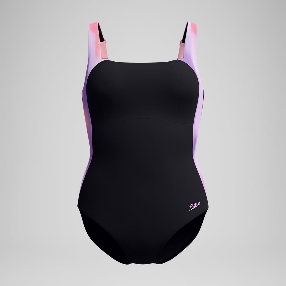Speedo Shaping Printed LunaLustre Swimsuit Black/Pink