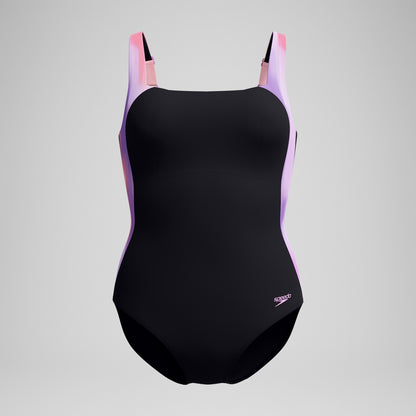 Speedo Shaping Printed LunaLustre Swimsuit Black/Pink