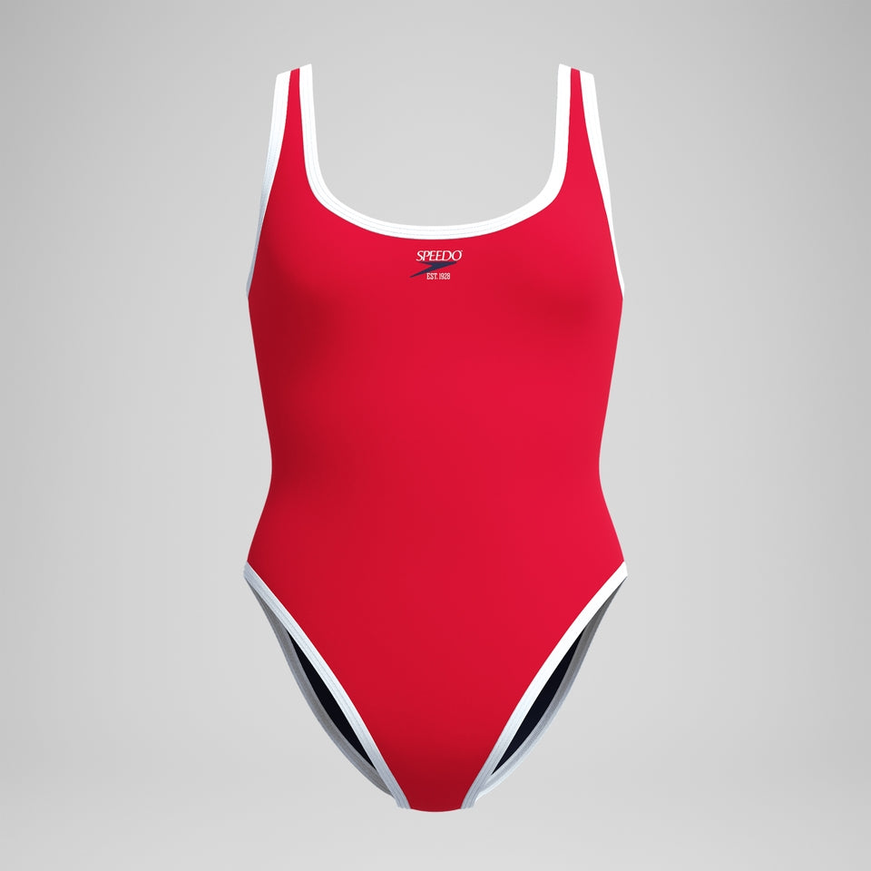 Speedo Jetstream Solid Scoop Bound Swimsuit Red