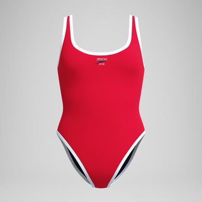 Speedo Jetstream Solid Scoop Bound Swimsuit Red