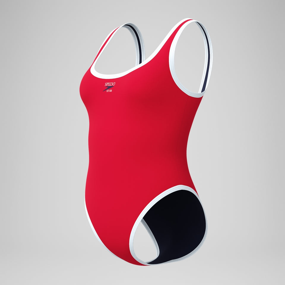 Speedo Jetstream Solid Scoop Bound Swimsuit Red