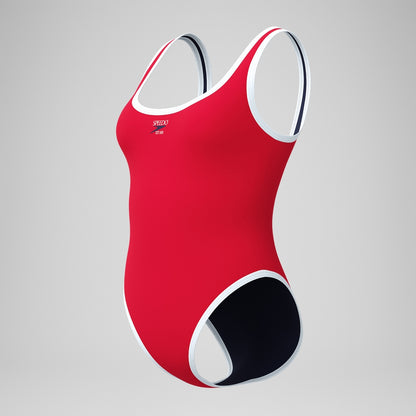 Speedo Jetstream Solid Scoop Bound Swimsuit Red