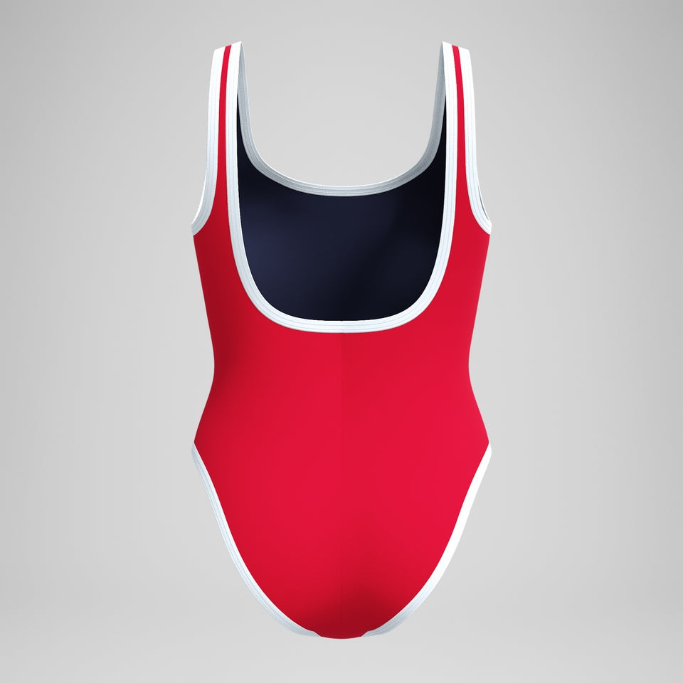 Speedo Jetstream Solid Scoop Bound Swimsuit Red