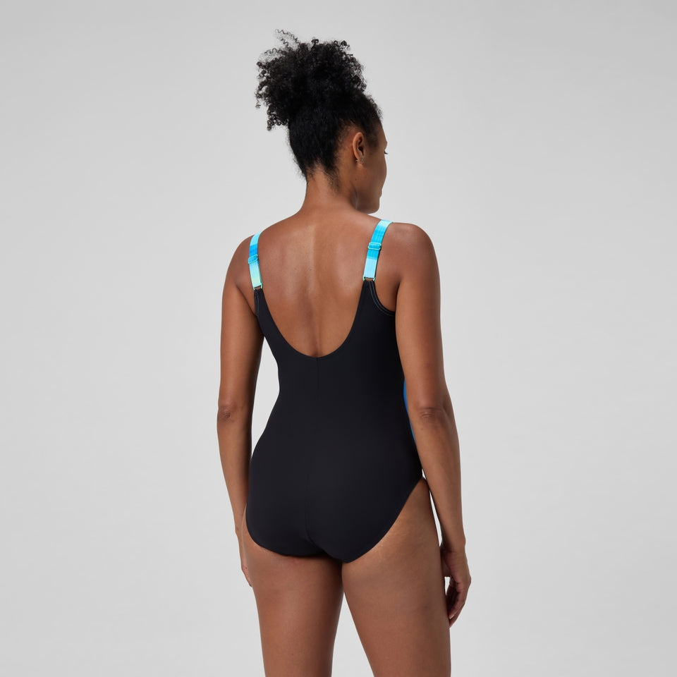 Speedo Shaping Printed LunaLustre Swimsuit Black/Turquoise