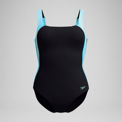 Speedo Shaping Printed LunaLustre Swimsuit Black/Turquoise