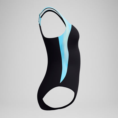 Speedo Shaping Printed LunaLustre Swimsuit Black/Turquoise