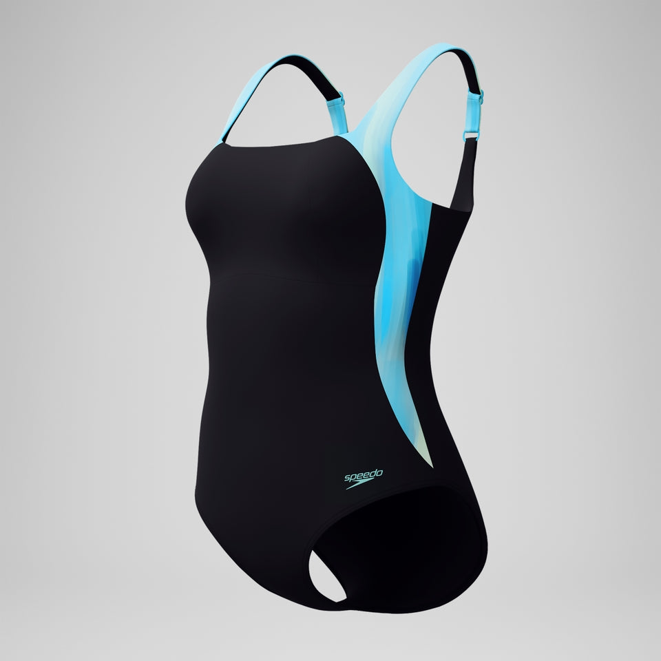 Speedo Shaping Printed LunaLustre Swimsuit Black/Turquoise