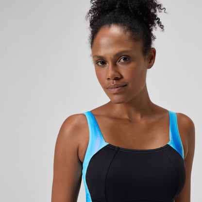 Speedo Shaping Printed LunaLustre Swimsuit Black/Turquoise