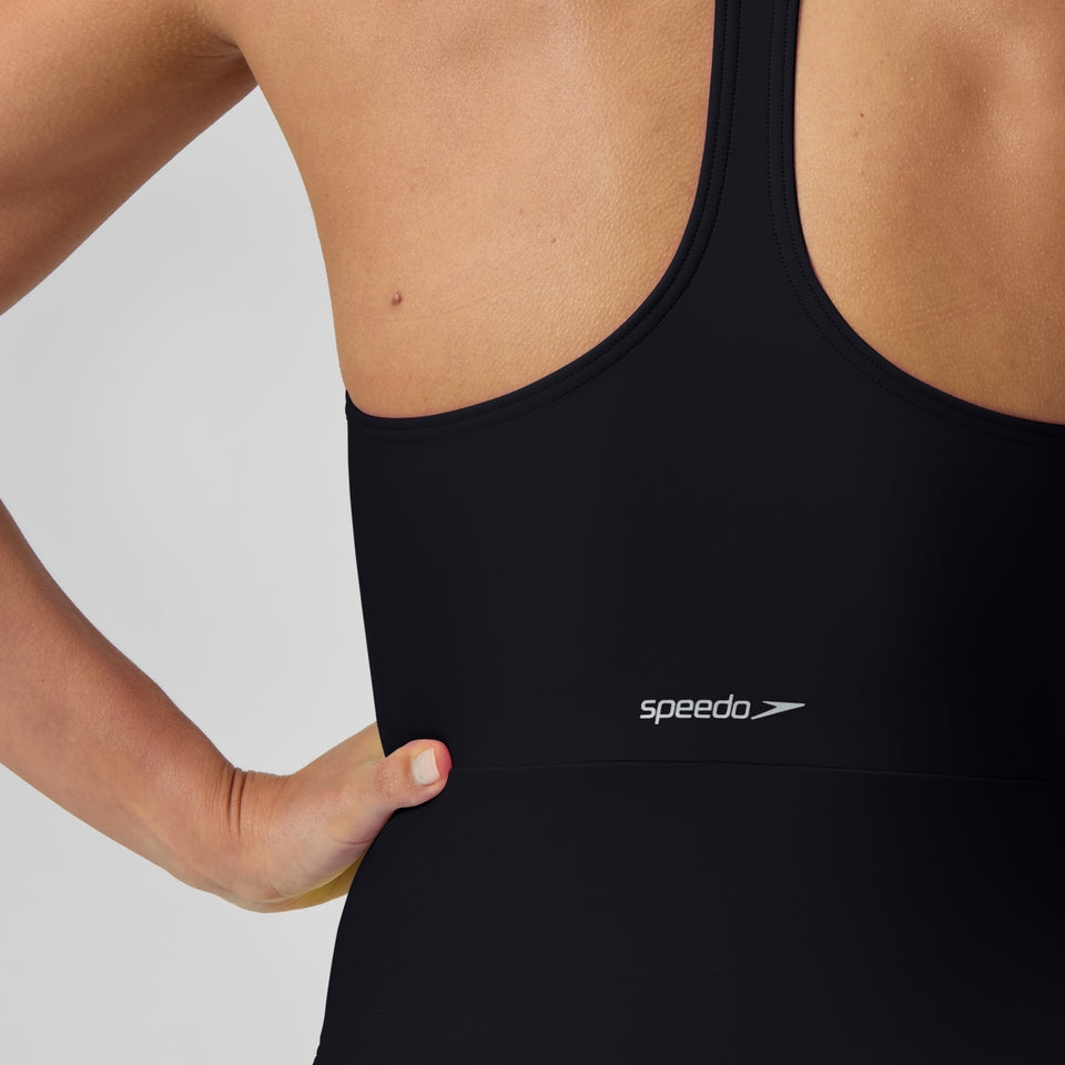 Speedo Colourblock Zip Swimsuit Black