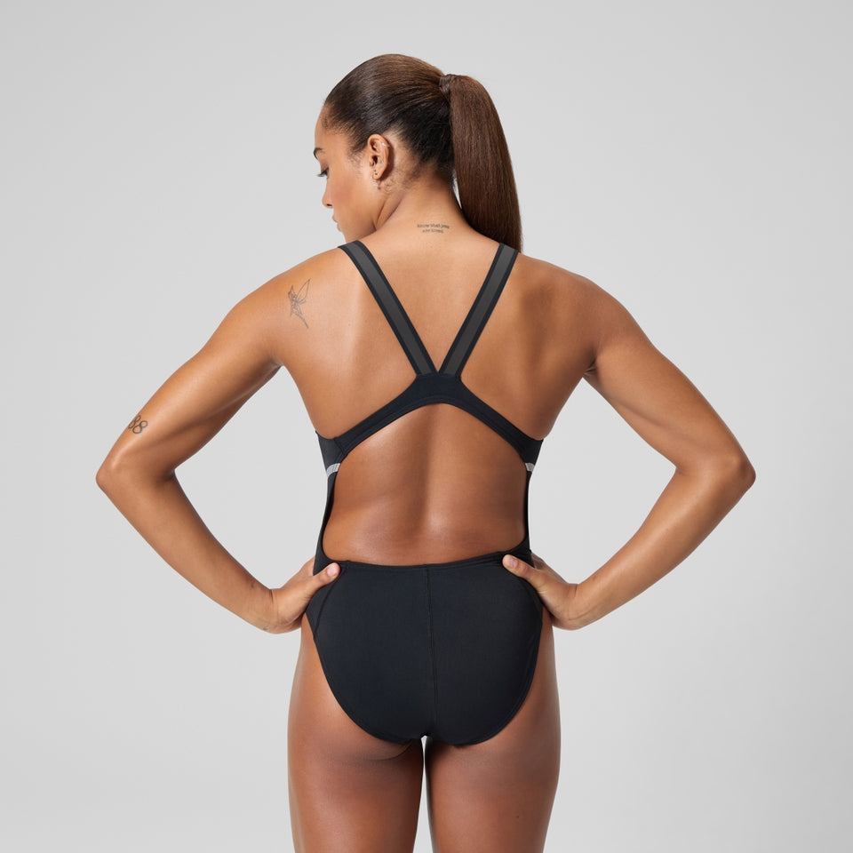 Speedo V Class Movement Back Swimsuit Black/Grey