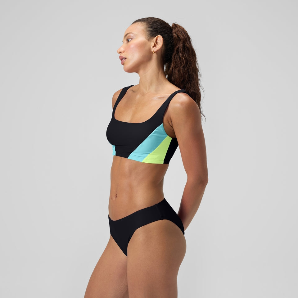 Speedo Colourblock Scoop Bikini Top Black
