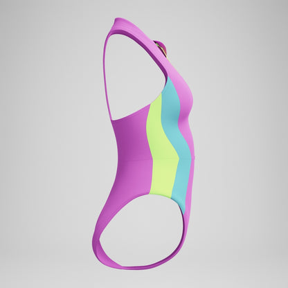 Speedo Colourblock Zip Swimsuit Pink