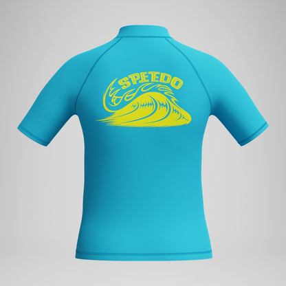 Speedo Boys' Printed Short Sleeve Rash Top Blue