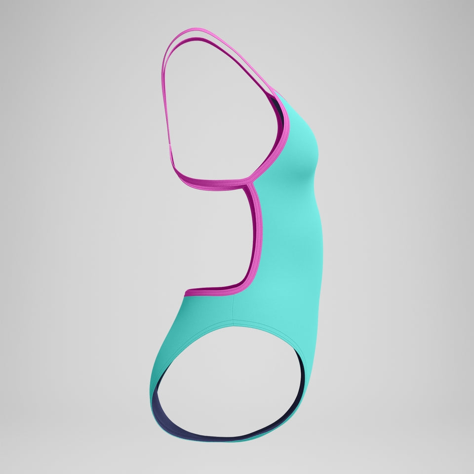 Speedo Club Training Solid V Back Swimsuit Turquoise/Pink