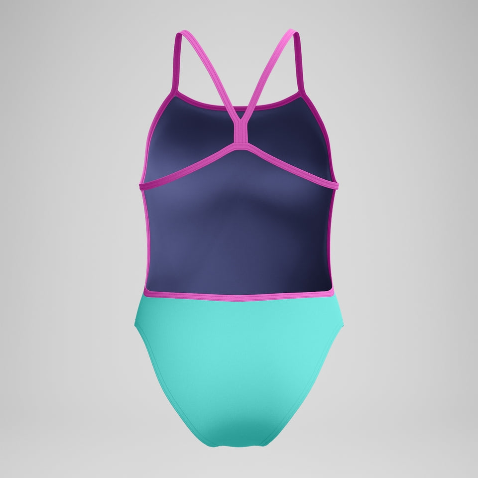 Speedo Club Training Solid V Back Swimsuit Turquoise/Pink