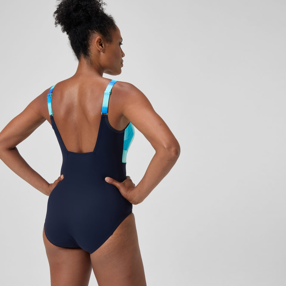 Speedo Shaping Printed Contour Eclipse Swimsuit Navy/Green