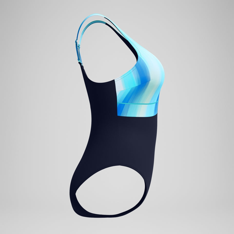 Speedo Shaping Printed Contour Eclipse Swimsuit Navy/Green