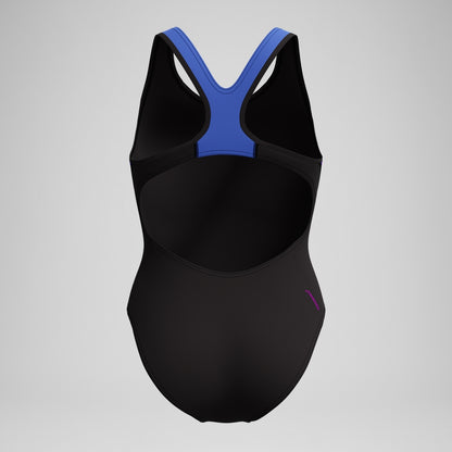 Speedo Placement Laneback Swimsuit Black/Blue