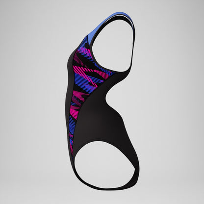 Speedo Placement Laneback Swimsuit Black/Blue