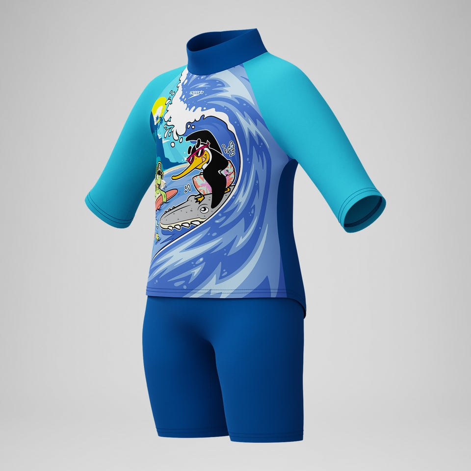 Speedo Boys' Learn to Swim Sun Protection Top & Short Blue