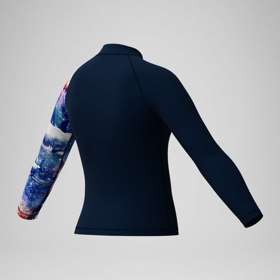 Speedo Boys' Digital Long Sleeve Rash Top Navy