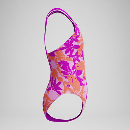 Speedo Girls' Printed Twinstrap Swimsuit Pink