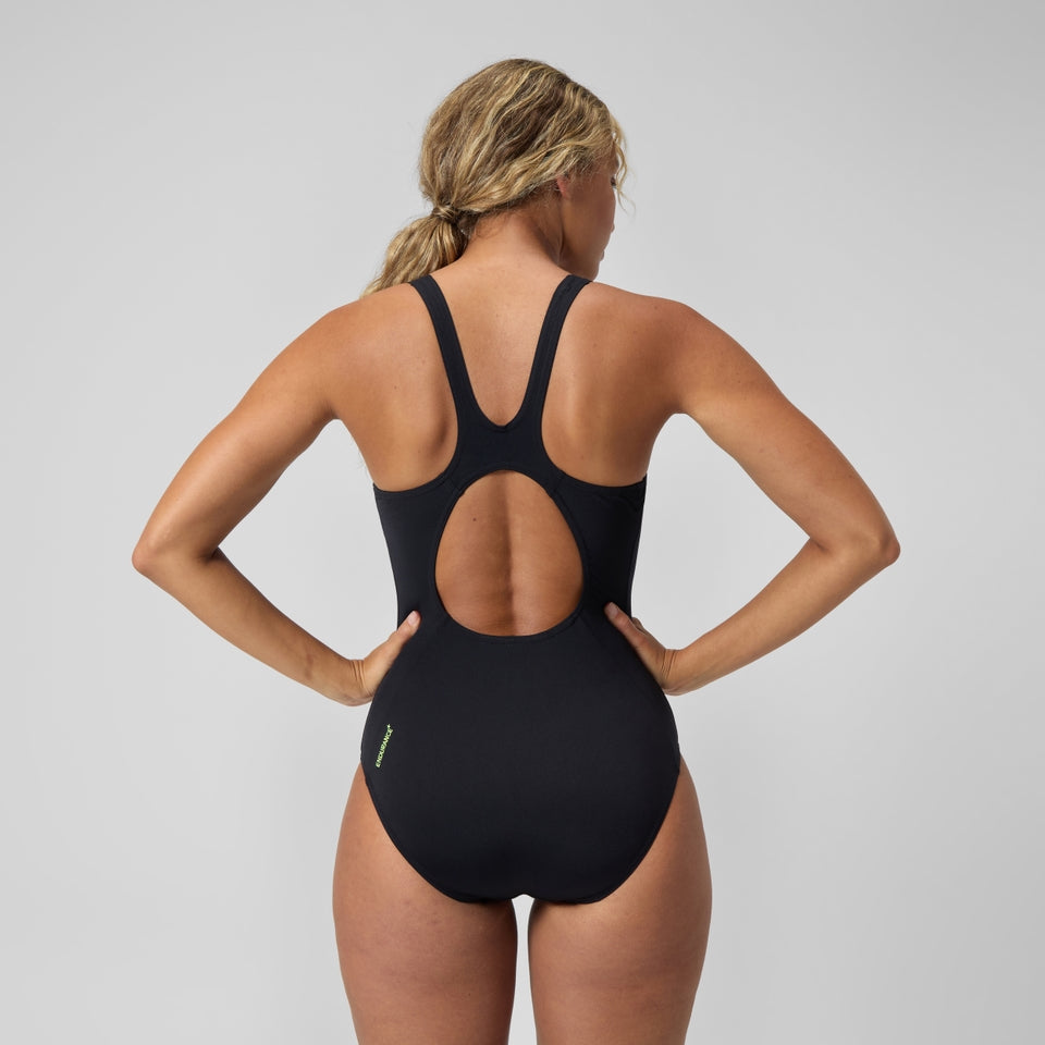 Speedo Placement Muscleback Swimsuit Black/Yellow