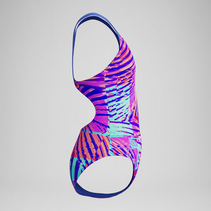 Speedo Girls' Digital Printed Splashback Swimsuit Pink/Blue