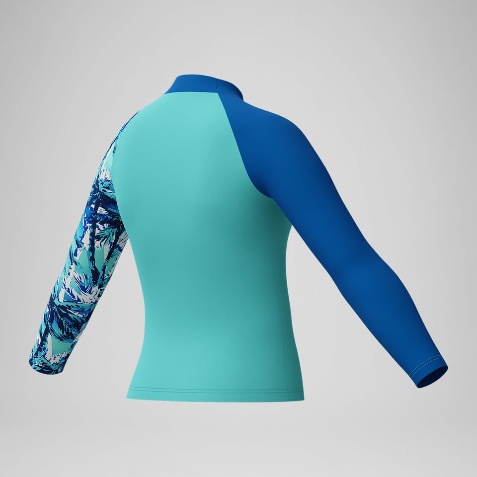 Speedo Boys' Printed Long Sleeve Rash Top Blue