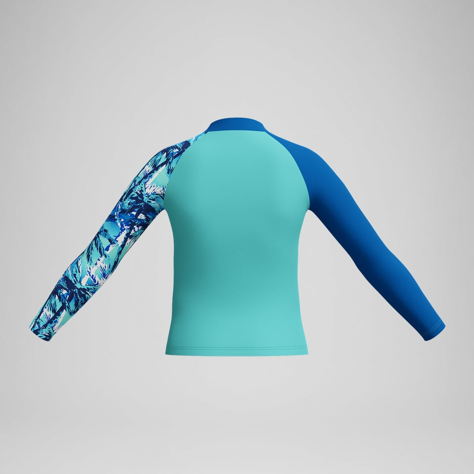 Speedo Boys' Printed Long Sleeve Rash Top Blue