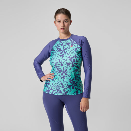Speedo Printed Long Sleeve Rash Top Blue/Green
