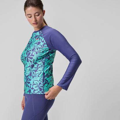 Speedo Printed Long Sleeve Rash Top Blue/Green