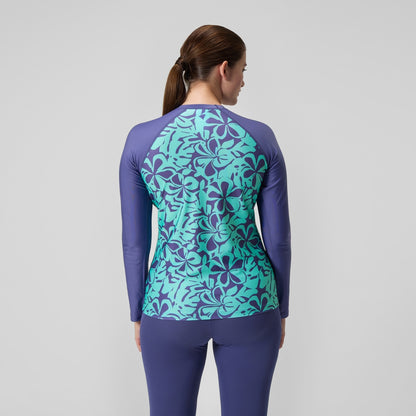 Speedo Printed Long Sleeve Rash Top Blue/Green