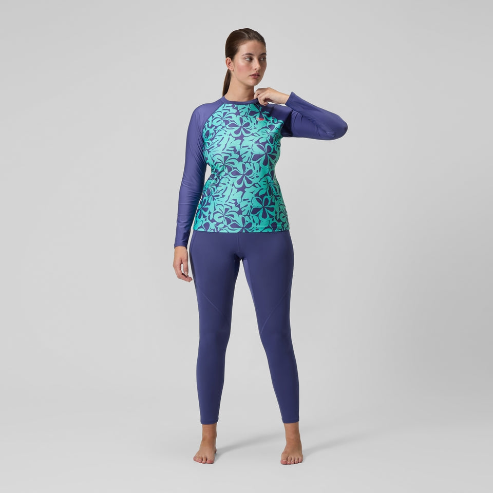 Speedo Printed Long Sleeve Rash Top Blue/Green