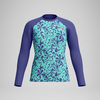 Speedo Printed Long Sleeve Rash Top Blue/Green