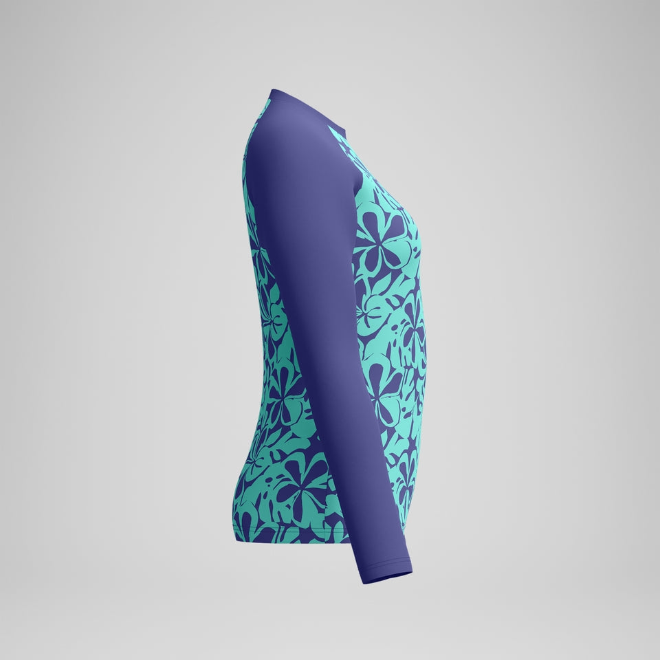 Speedo Printed Long Sleeve Rash Top Blue/Green