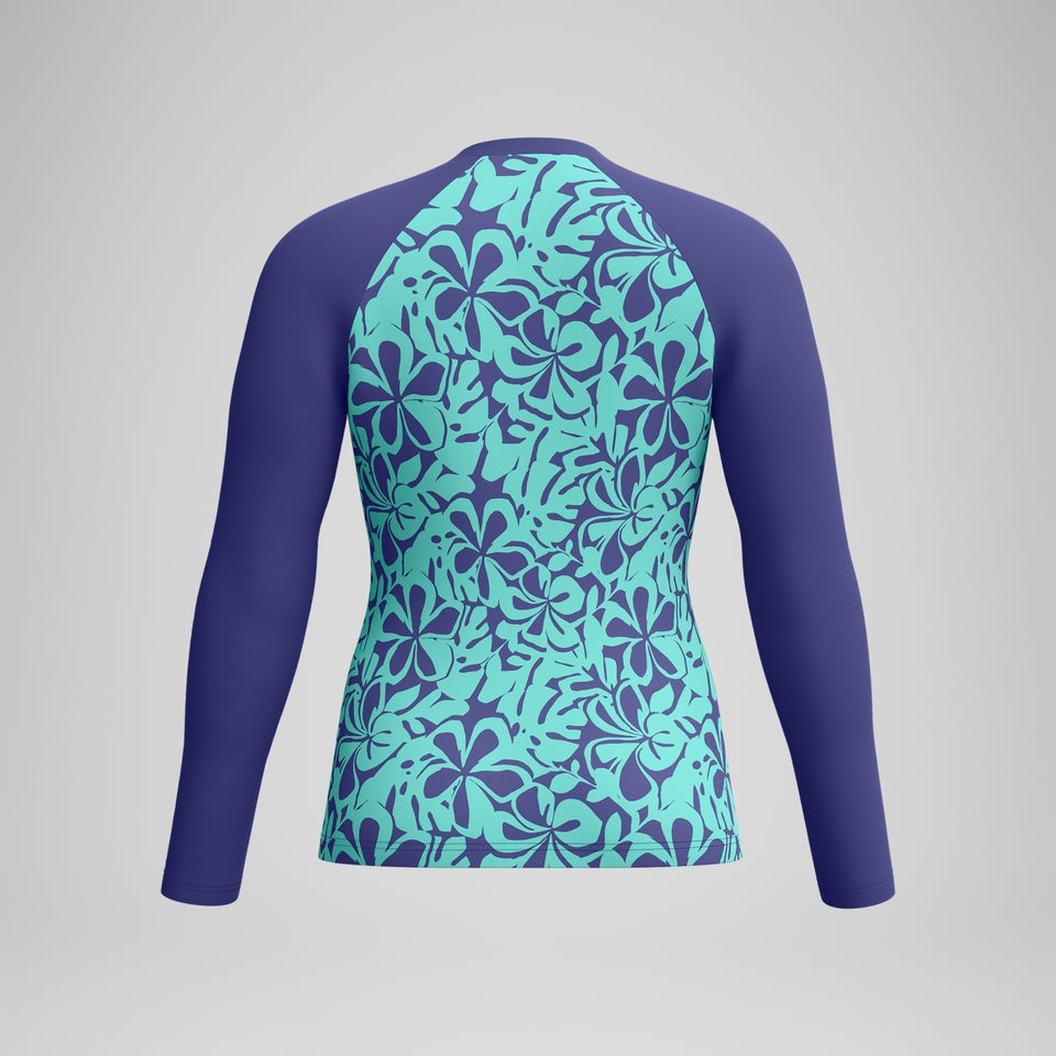 Speedo Printed Long Sleeve Rash Top Blue/Green